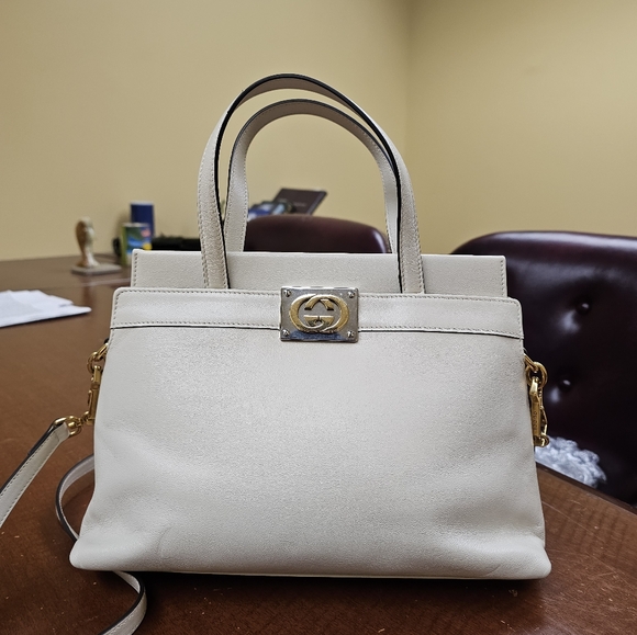 GUCCI Leather Small Top Handle White - Picture 2 of 7